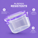 [LEVE 8 PAGUE 4] Potes Herméticos Redondos em Plástico Resistente e Tampa de Vedação com Travas + 8 Copos de Vidro Fumê