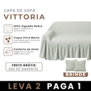 [LEVE 2 PAGUE 1] Capa de Sofá Vittoria em Algodão com Saias Laterais + 2 Almofadas Inclusas