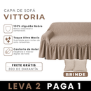 [LEVE 2 PAGUE 1] Capa de Sofá Vittoria em Algodão com Saias Laterais + 2 Almofadas Inclusas